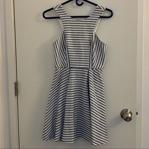 Blue and white skater dress
